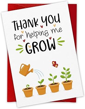 Amazon Com Facraft Thank You Teacher Card Teacher Appreciation Cards Thank You For Helping Grow Greeting Card For Teacher From Student Daycare Teacher Gifts Card For Preschool Kindergarten Graduation Office Products