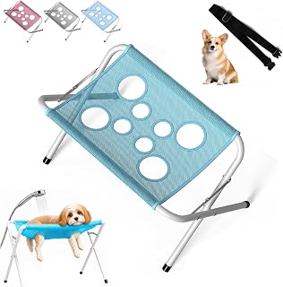 Dog Grooming Hammock, Foldable Pet Paw Bathing Wash Hammock Stand for Small/Medium Dogs and Cats, Mesh Bath Support for Nail Trimming, Bathing, Grooming & Pet Care (Blue)