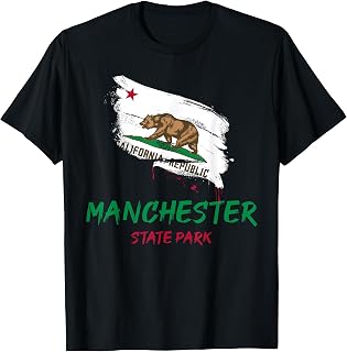 Manchester State Park California Splatter Flag Vacation T-Shirt