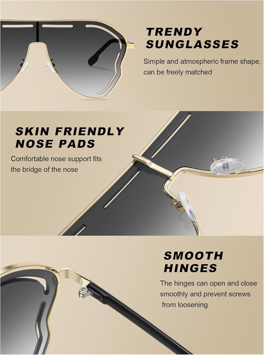 Trendy Womens Sunglasses Oversize Sunnies, 69mm UV400 Protection Lens Metal Frame Butterfly Shades(98271) - Image 3