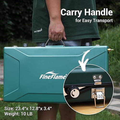 Miniatura 3 de Estufa de camping de 3 quemadores 20400 BTU estufa portátil de propano con regulador, bandeja de tostadas, parabrisas para automóvil, camping,