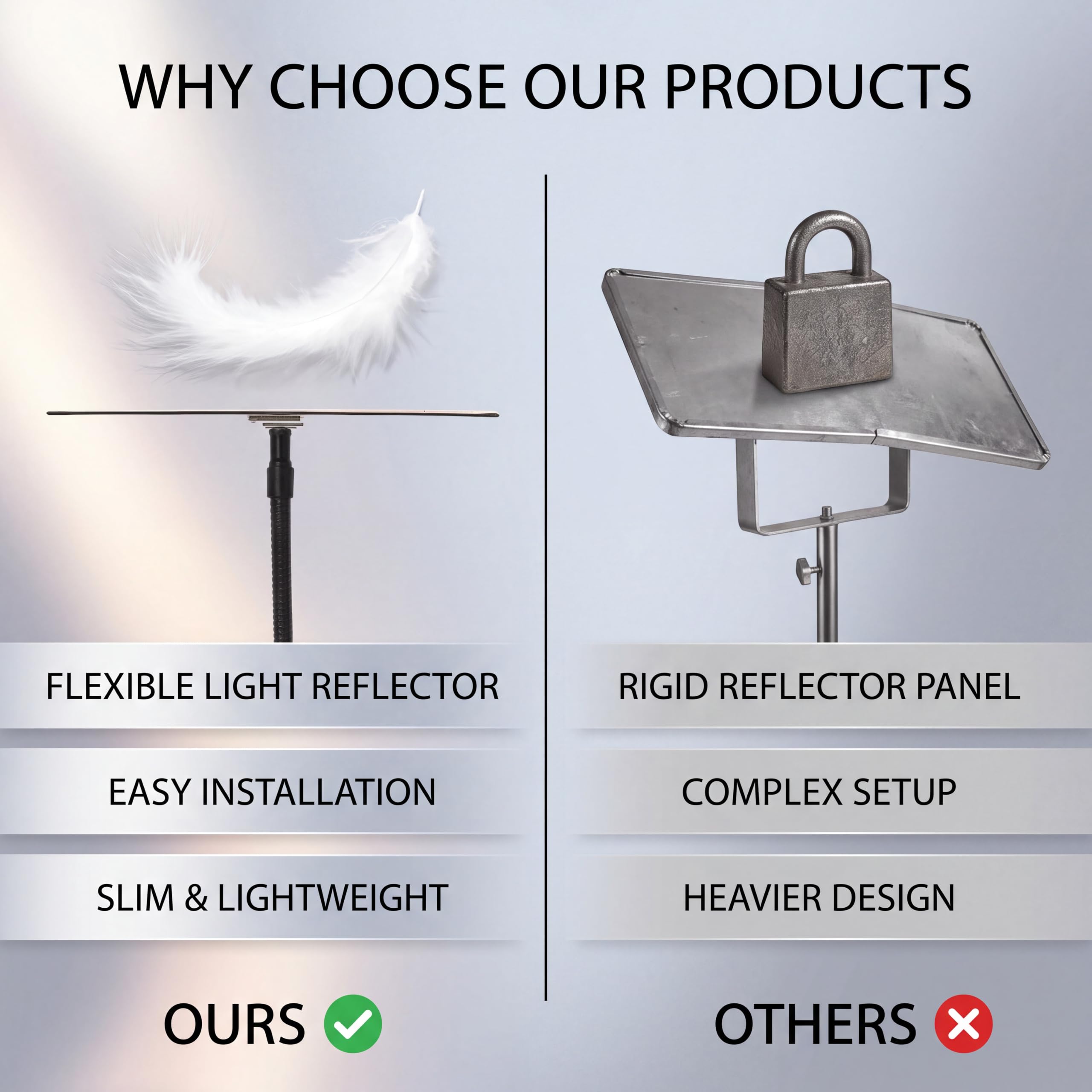 Bewinner Reflector de luz flexible, plateado, 9.4 x 9.4 pulgadas