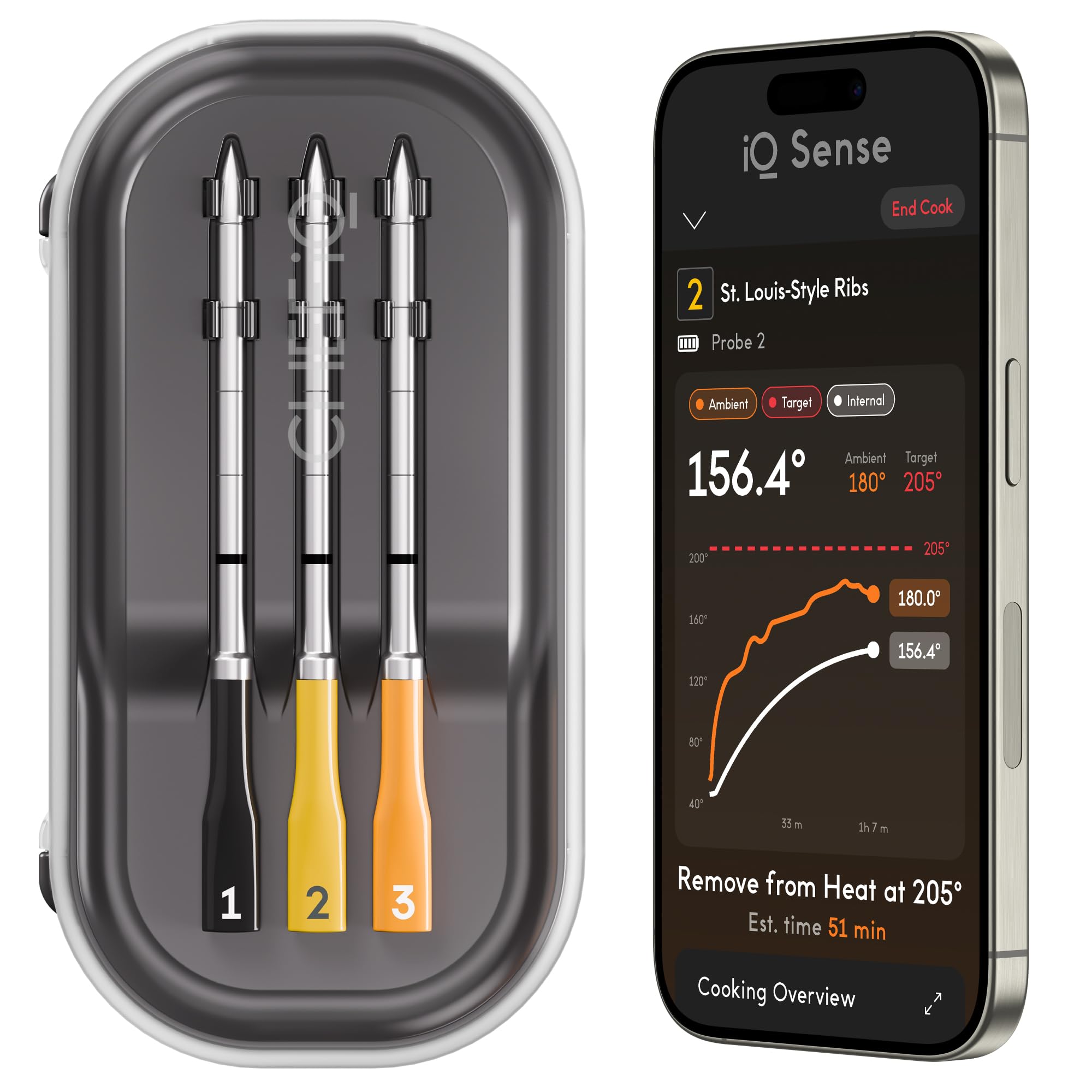 Photo 1 of CHEF iQ Sense | Smart Wireless Meat Thermometer | 3 Ultra-Thin Probes | WiFi Unlimited Range | 1000°F Heat Safe | 5 Sensors | BBQ, Grill, Oven, Smoker, Air Fryer | Gen3