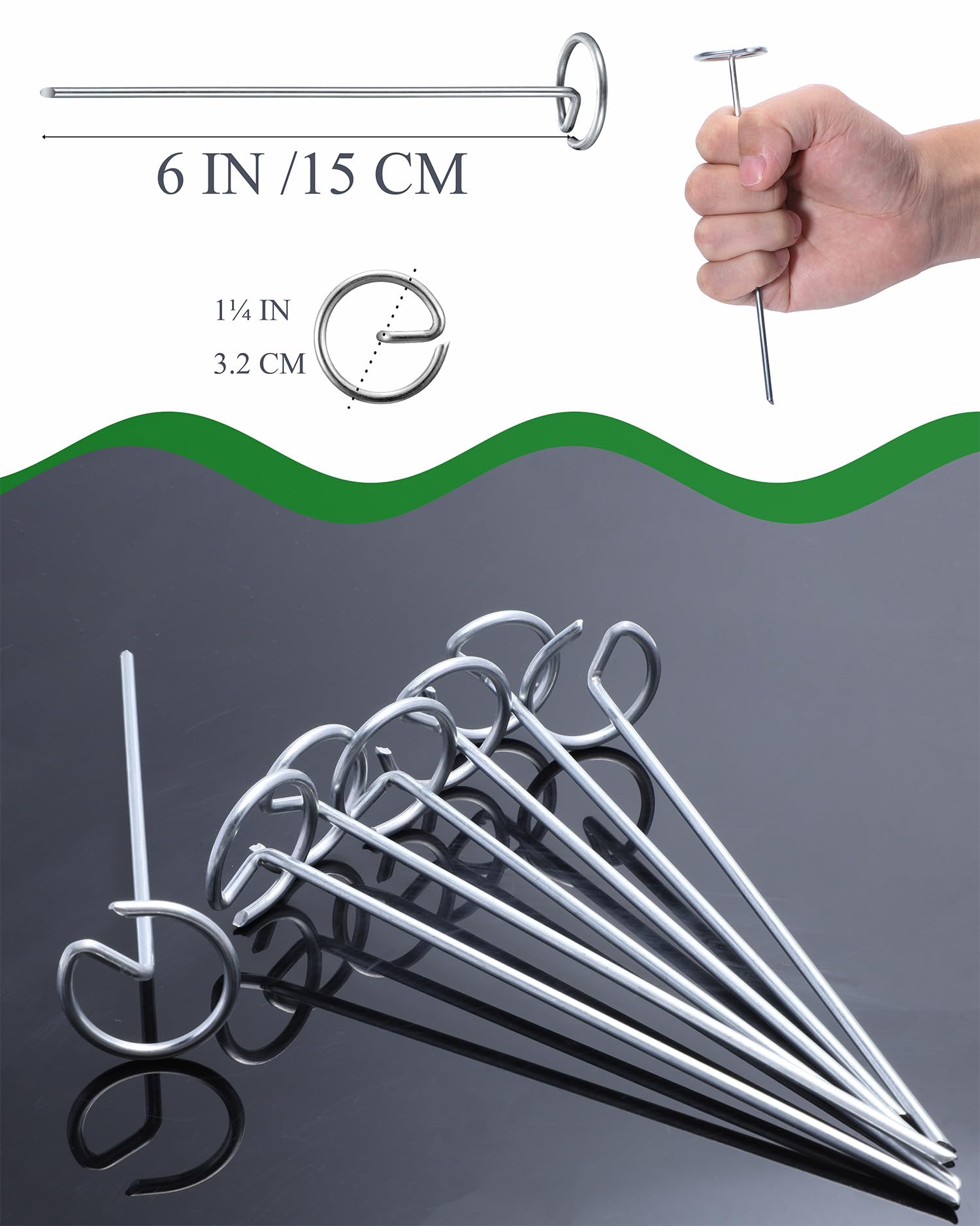 Confezione da 130 picchetti da giardino in acciaio zincato, 15,2 cm, calibro 11, resistenti, a forma di G, perni di ancoraggio a terra per barriera contro erbacce, zolle, tende e fissaggio