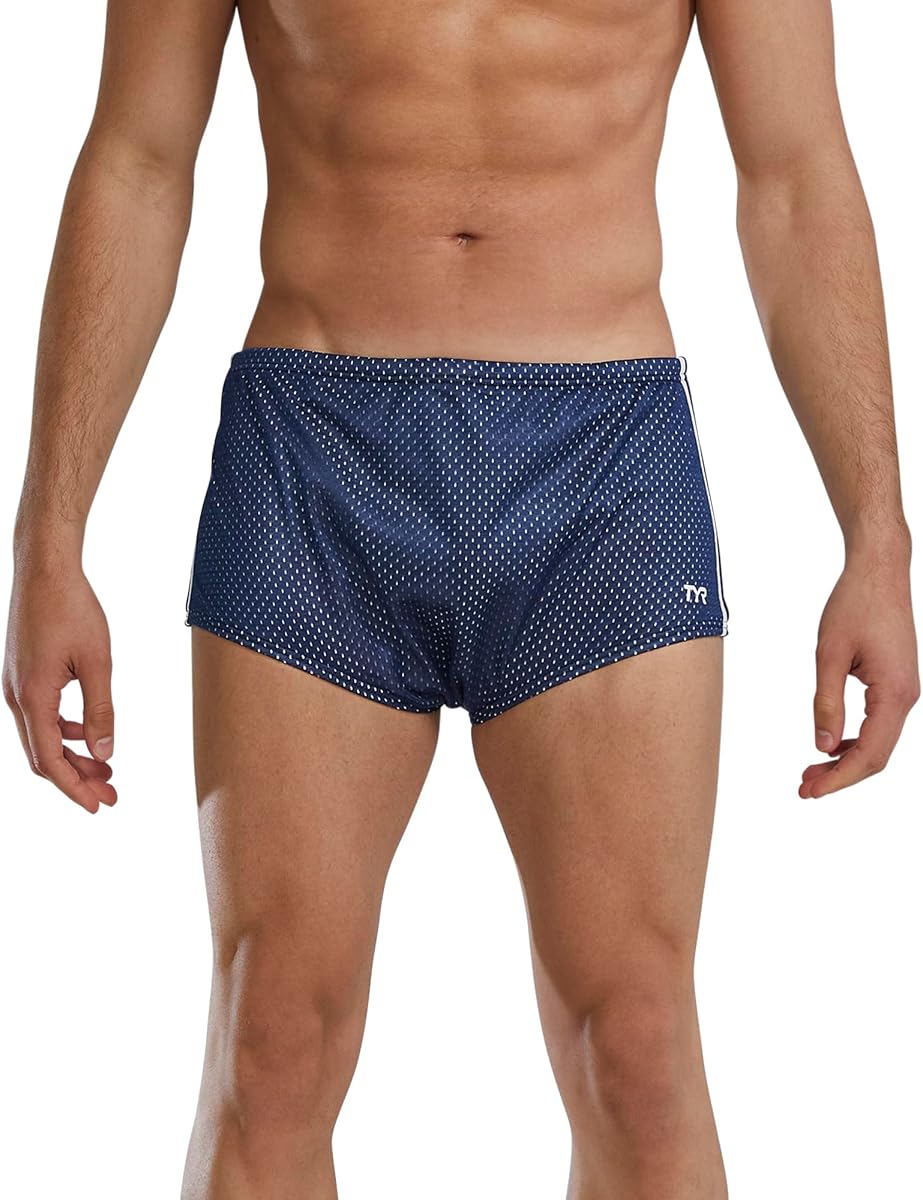 Men's Resistance Short Swimsuit - Poly Mesh Square Leg Workout Trunks