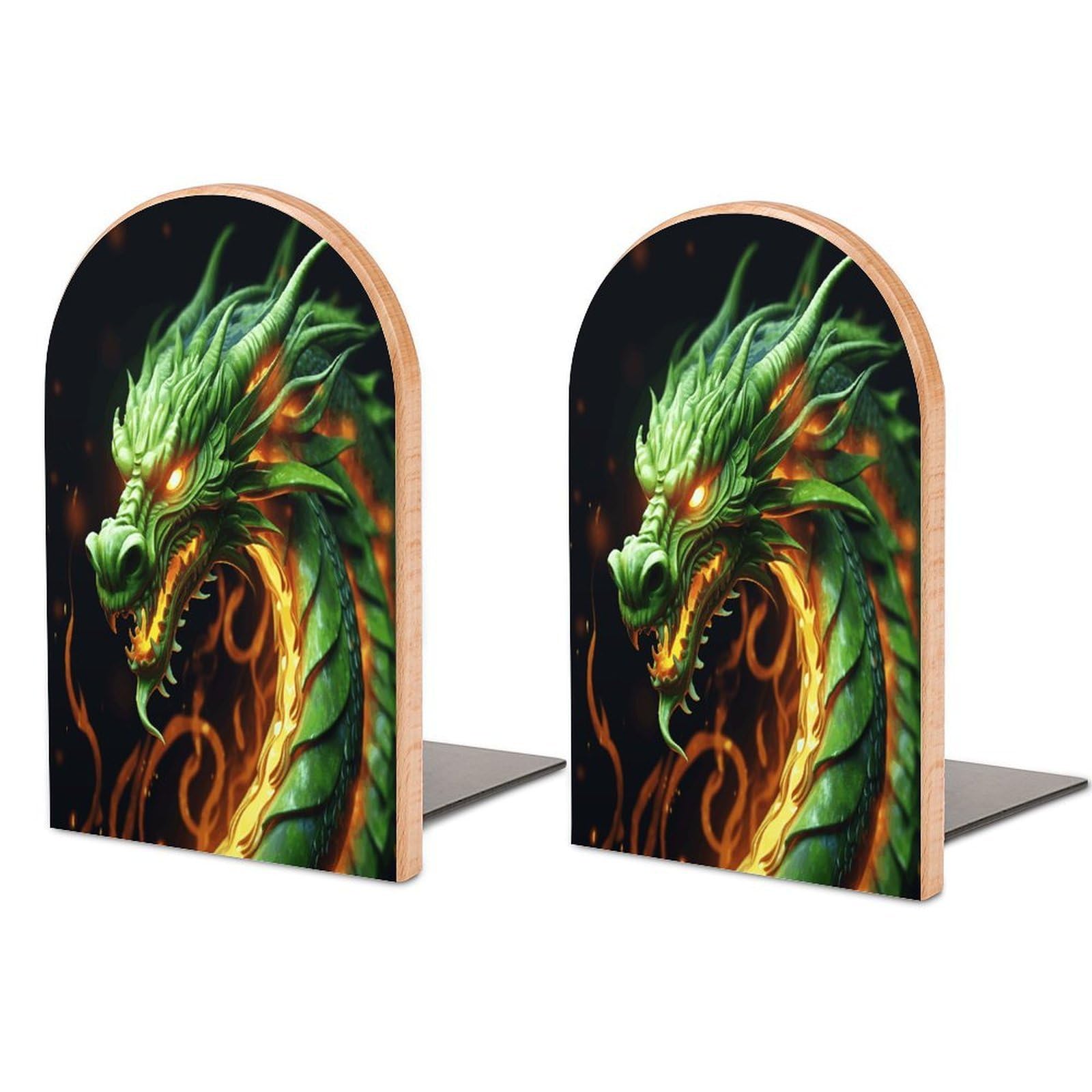 Chinese Dragon Bookends for Shelves Non Skid Book Stoppers Universal Economy Bookend Heavy Duty Wood Book End Decorative Book Shelf Holder for Home Office Desk 1 Pair
