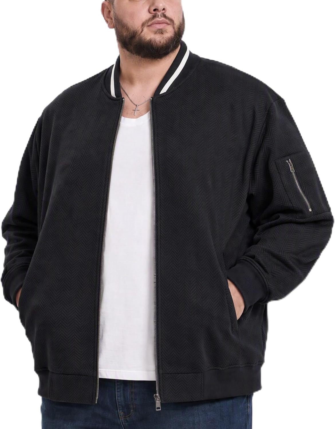Big and Tall Mens Lightweight Textured Bomber Jacket