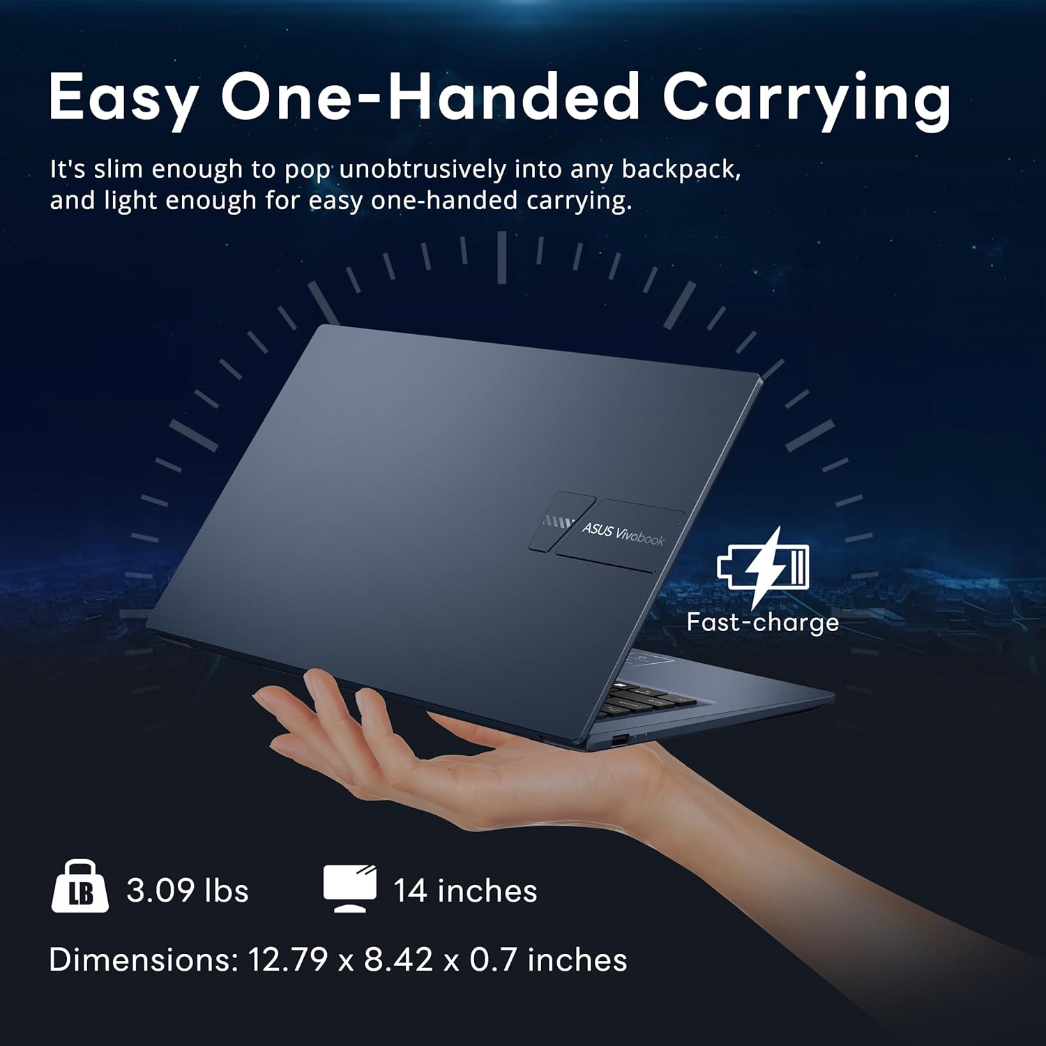 ASUS Vivobook 14" FHD Business Laptop with Number Pad, Intel Core 5 120U, Intel Graphics, 8GB RAM, 1.2TB Storage (256GB PCIe SSD&1TB Docking Station Set), 720p Webcam, HDMI, Win 11 Pro, Quiet Blue