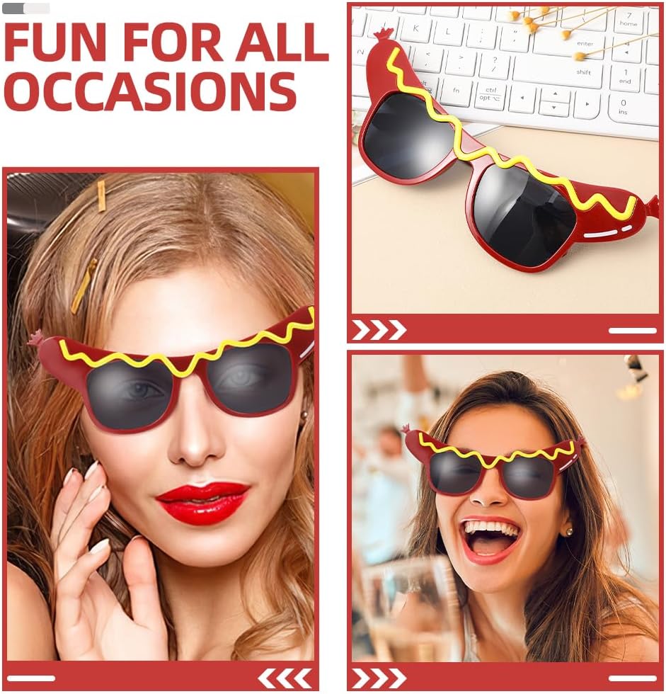 Garneck 2pcs Funny Hot Dog Sunglasses for Adult: Novelty Party Glasses Crazy Costume Accessories Eyewear for Halloween Carnival Masquerade