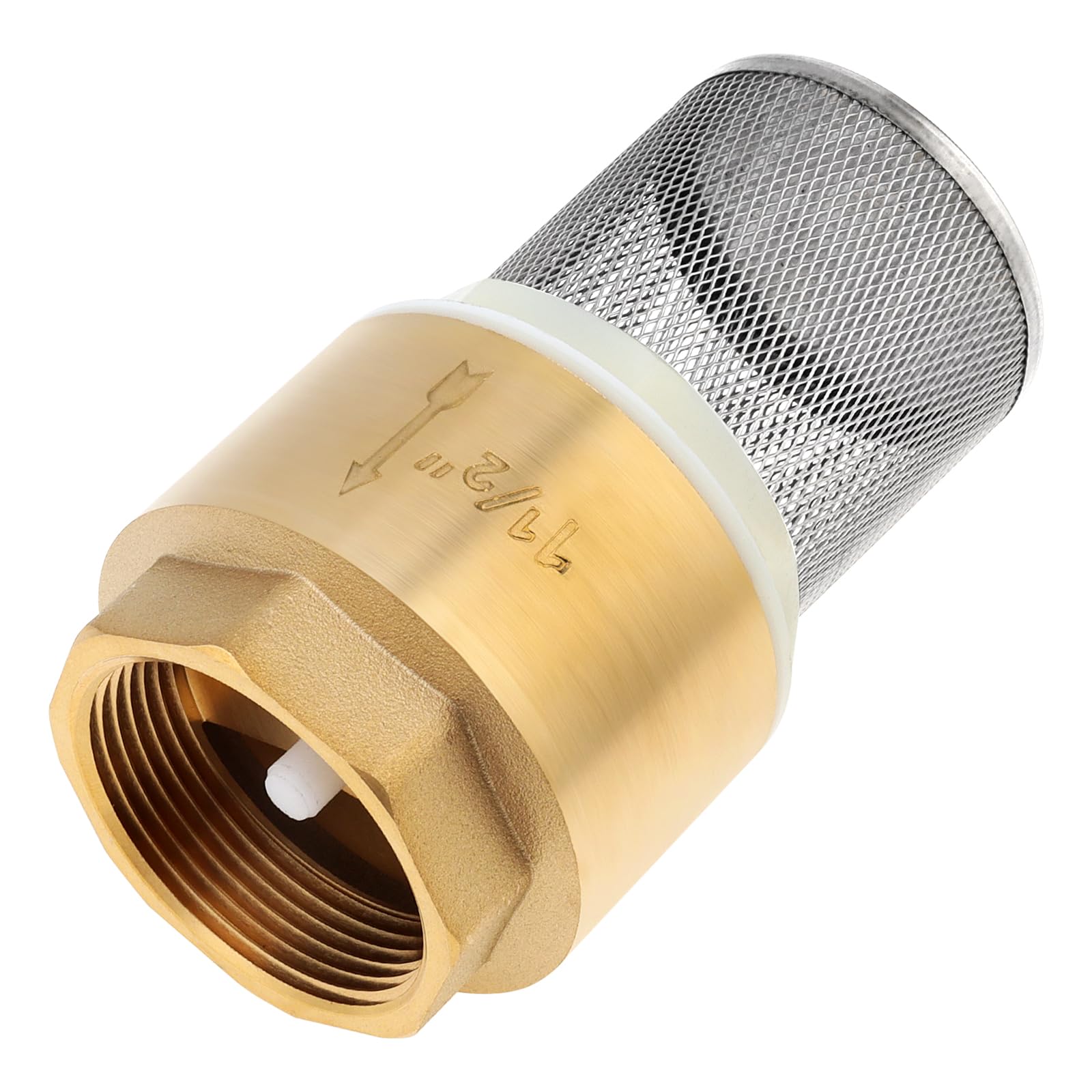 Válvula de pie de latón, válvula inferior de bomba de agua, válvula de retención con filtro de reflujo para riego agrícola/piscina, filtro de malla sin válvula de retorno (DN40-1-1/2
