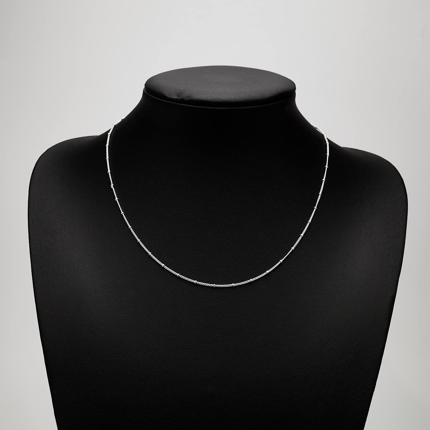 Treasure Bay Women's Silver Chain Beads Necklace | 925 Silver Italian Chain Layered Stacking Necklace Curb Ball Beaded Chain Necklace for Women and Girls 16'' 18'' 19'' 20'' 21'' 22'' 24'' in'