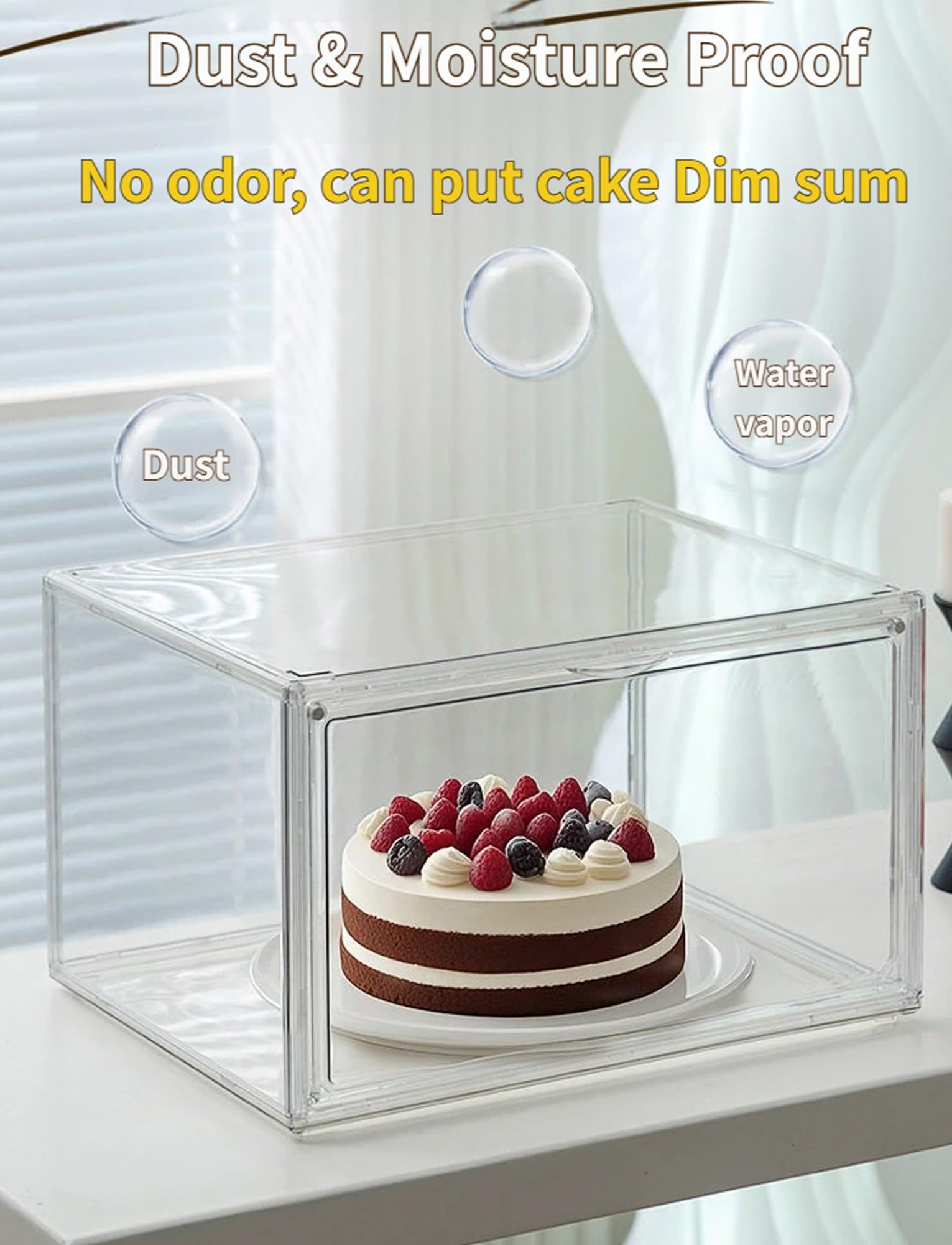 Vitrina de panadería, vitrina de postres de acrílico transparente con estantes extraíbles para pasteles, pasteles y donas
