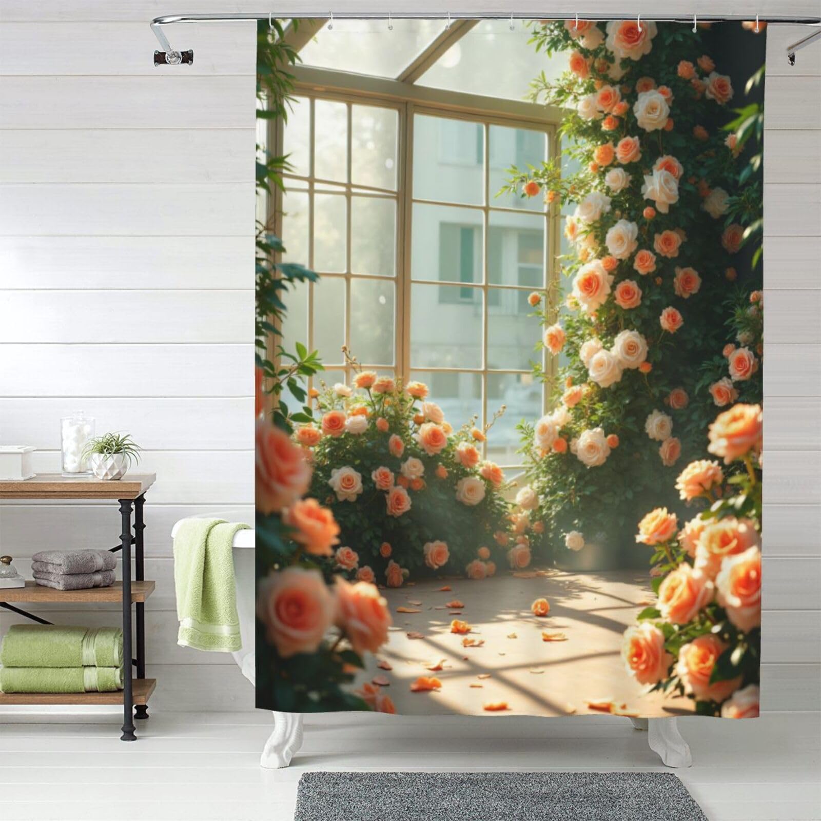 Rideau de douche résistant lavable en machine tissu épais rose