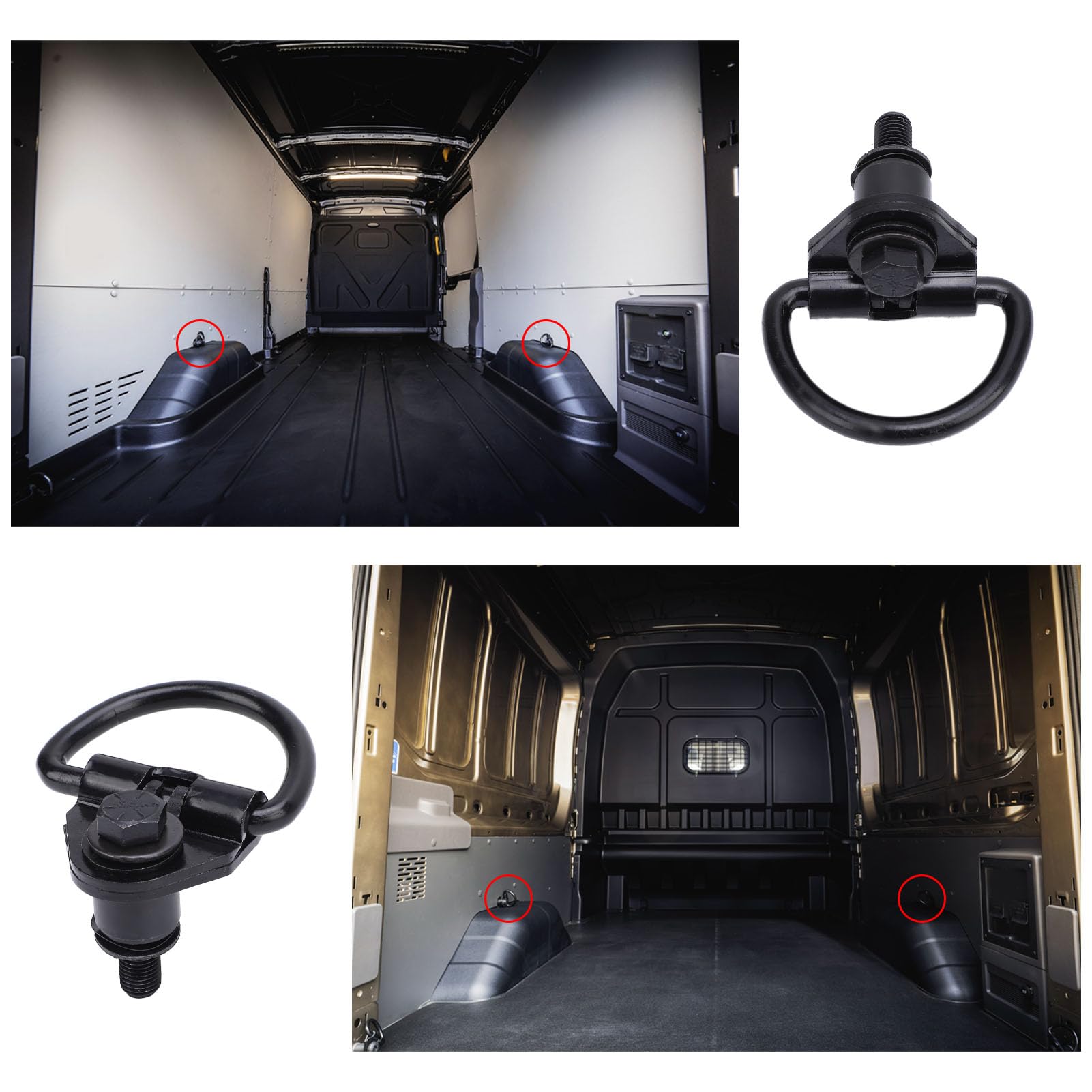 Bewinner 6 Ganchos de Anillo en D para 150 250 350 Cargo Van 2015-2024, Ganchos de Amarre de Acero Negro Inoxidables, Reemplazo Directo V550A74 AD