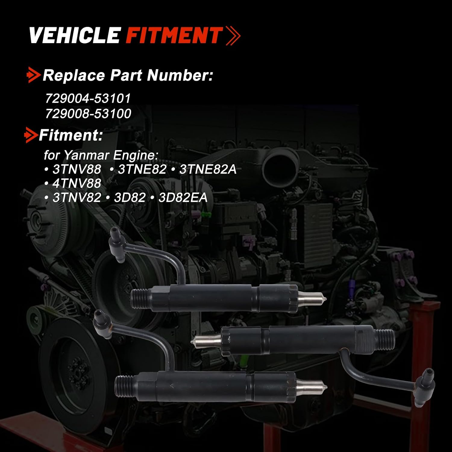 3pcs 729008-53100 729004-53101 Fuel Injector Nozzle for Yanmar 3TNE82A 3TNE82 3TNV82 3TNV88 3D82 3D82EA Engine