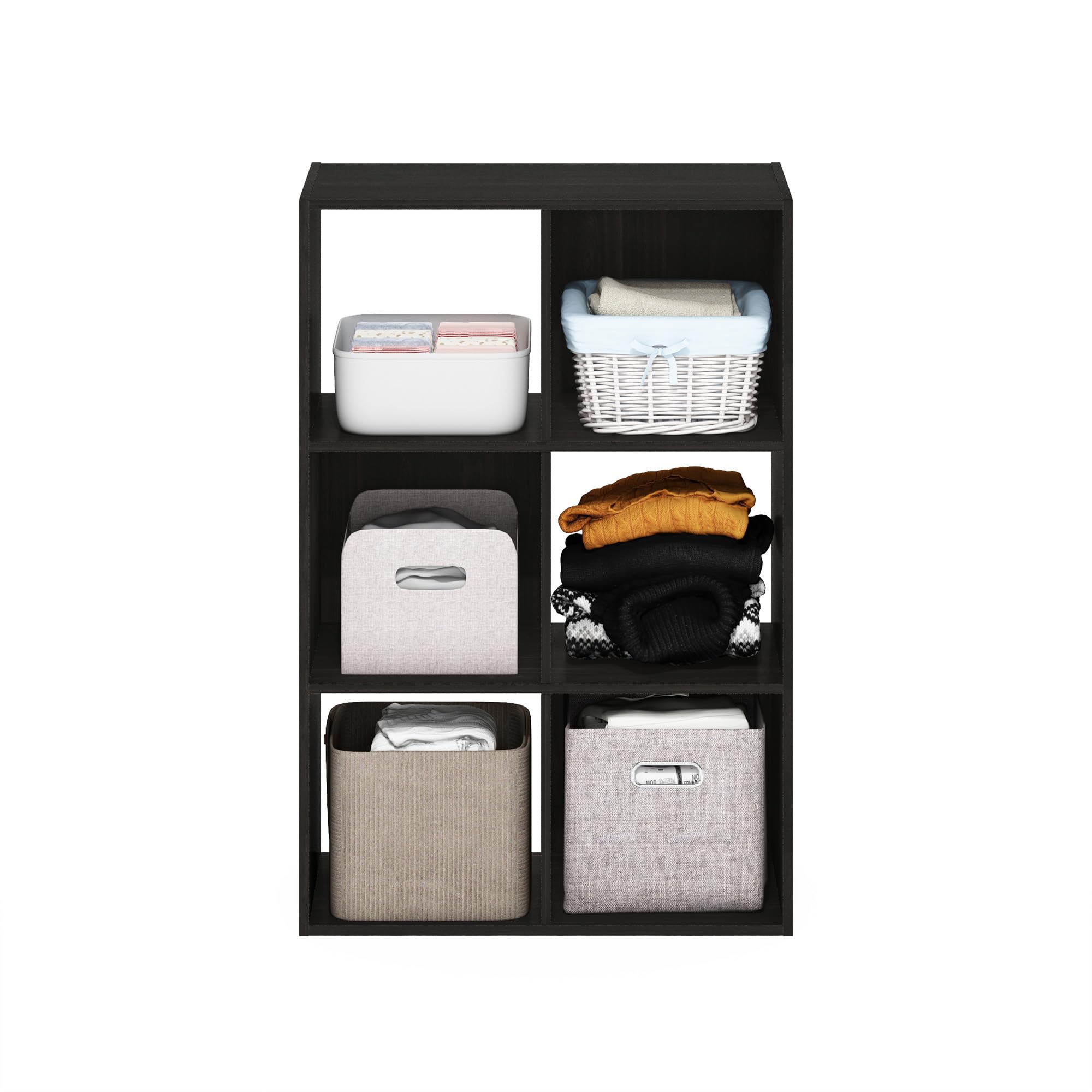 Furinno PELLI Organisateur de Placard 6 Cubes, étagères Ouvertes pour Dressing, Chambre, Salon, Expresso, Espresso