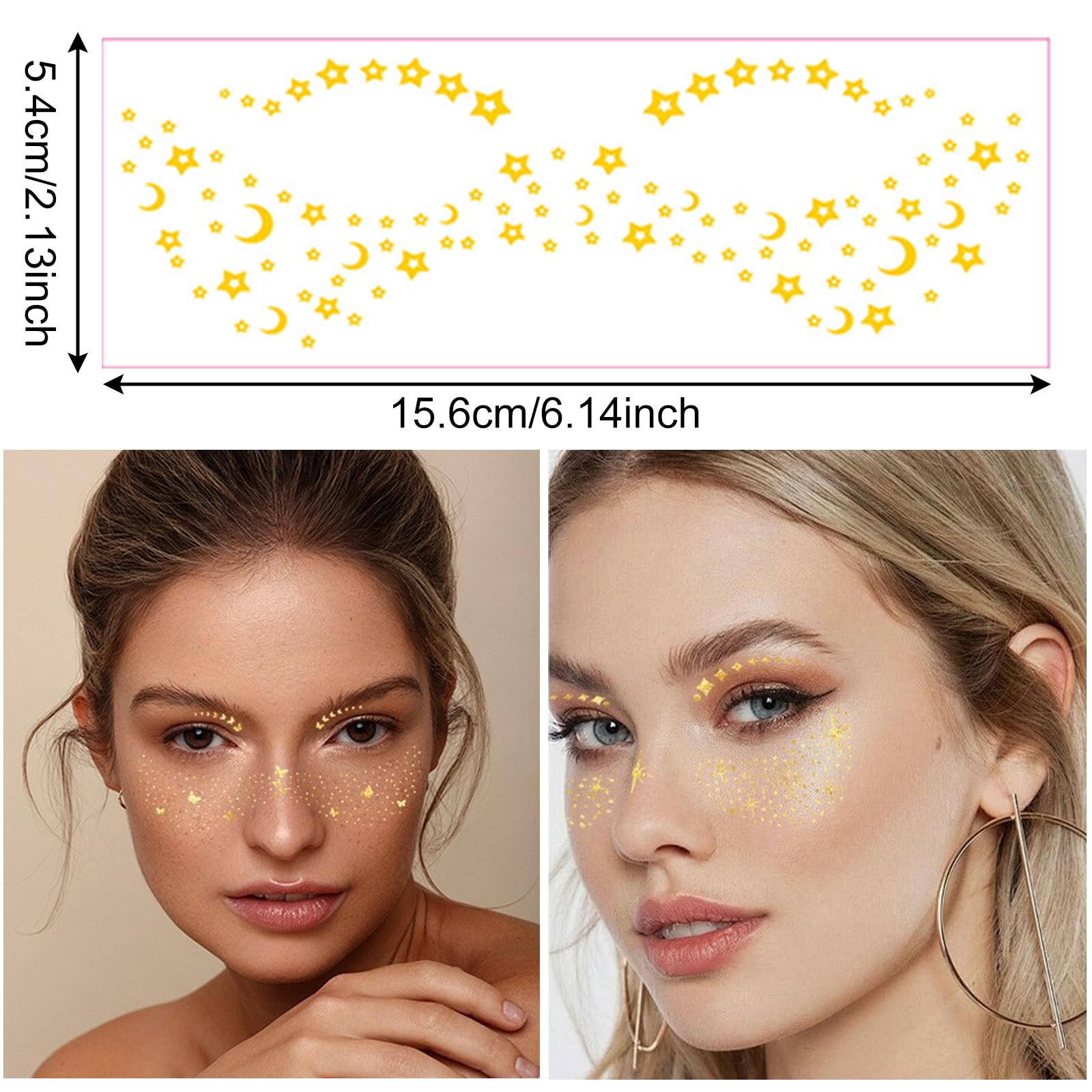 KASESSS 10 Pcs Glitter Freckles Face Tattoo, Glitter Freckles Tattoo, Gold Freckles Shiny Temporary Face Tattoos - Image 2