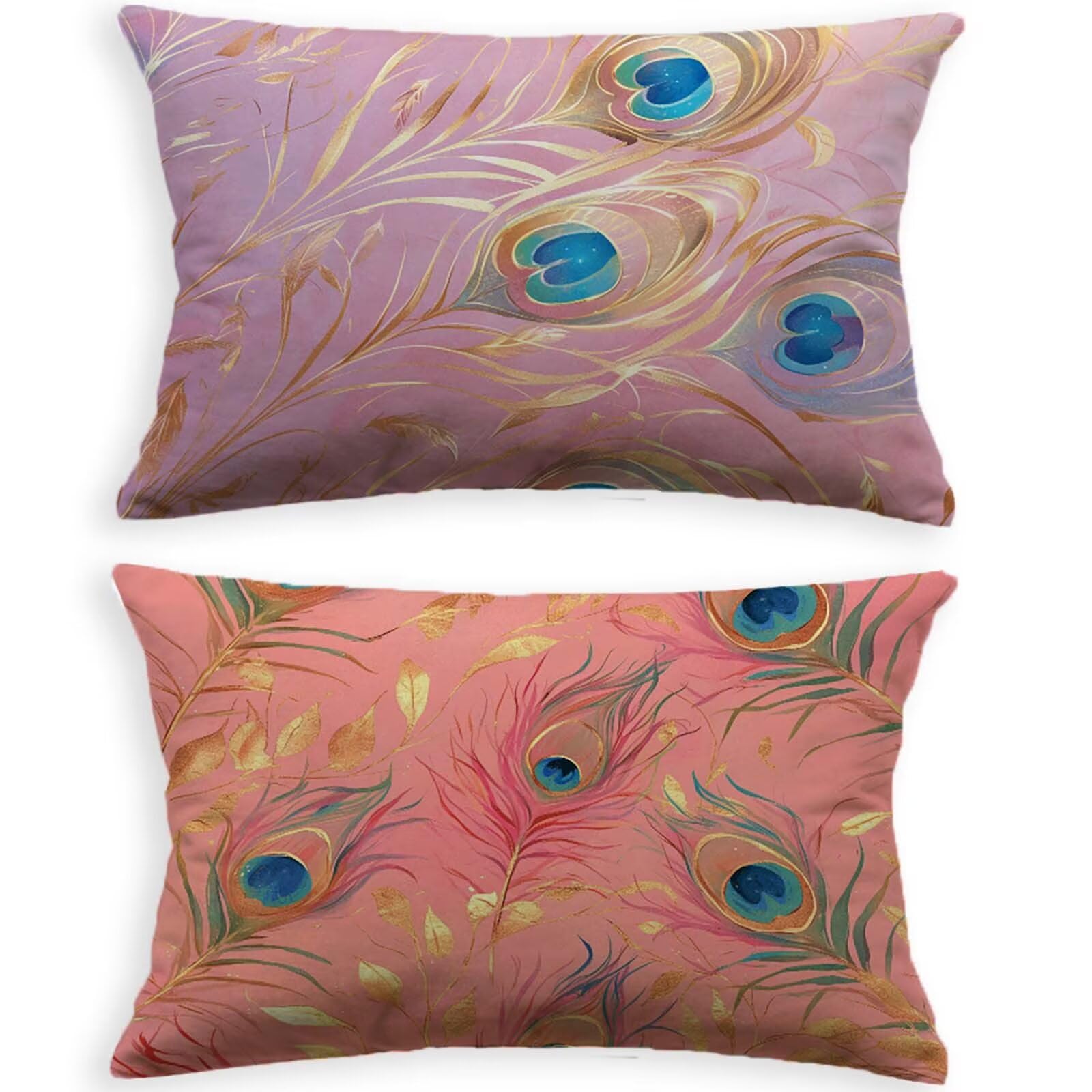 Coussin plume protégé par une housse rose en velours lavable avec fermeture éclair pratique