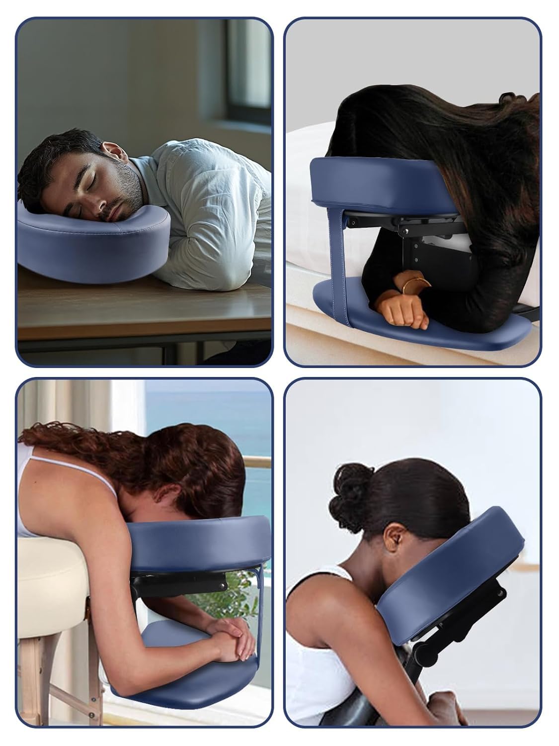 EBANKU Kit per massaggi per materasso, poggiatesta regolabile, cuscino a faccia in giù con bracciolo per lettino da massaggio per letto a casa (blu)