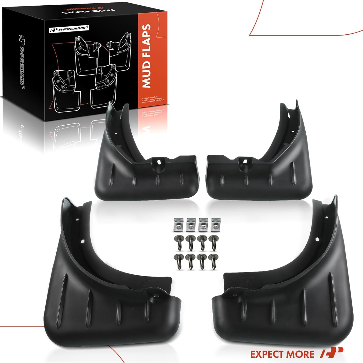A-Premium Set of 4PCS Mud Flaps Splash Guards Mudguards Mudflaps with Hardware Kits Accessory Compatible with Porsche Cayenne, 2018-2020, Sport Utility, Black Color, Front LH RH and Rear LH RH