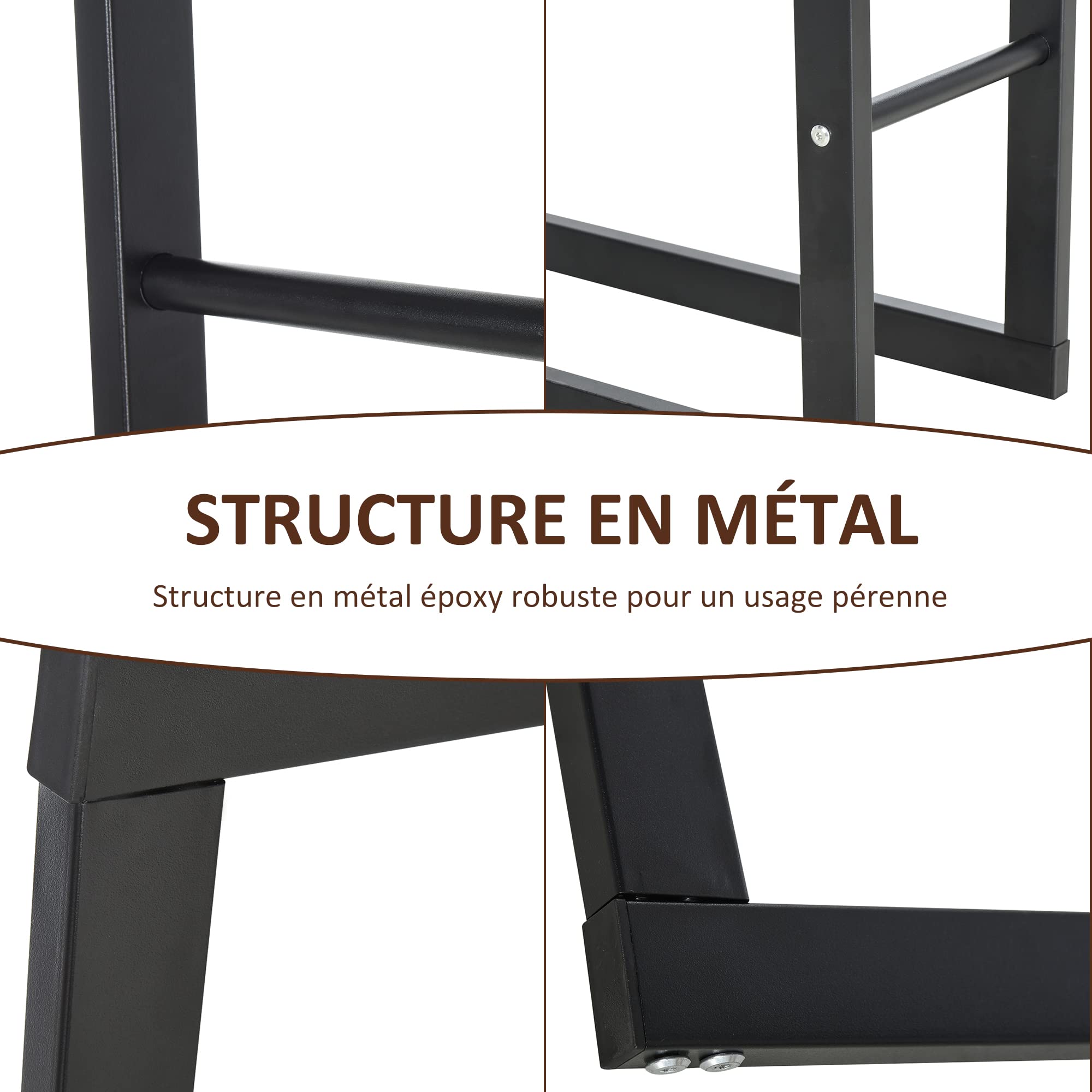HOMCOM Range bûches porte-bois intérieur extérieur charge max 100 Kg 40L x 25l x 100H cm métal noir
