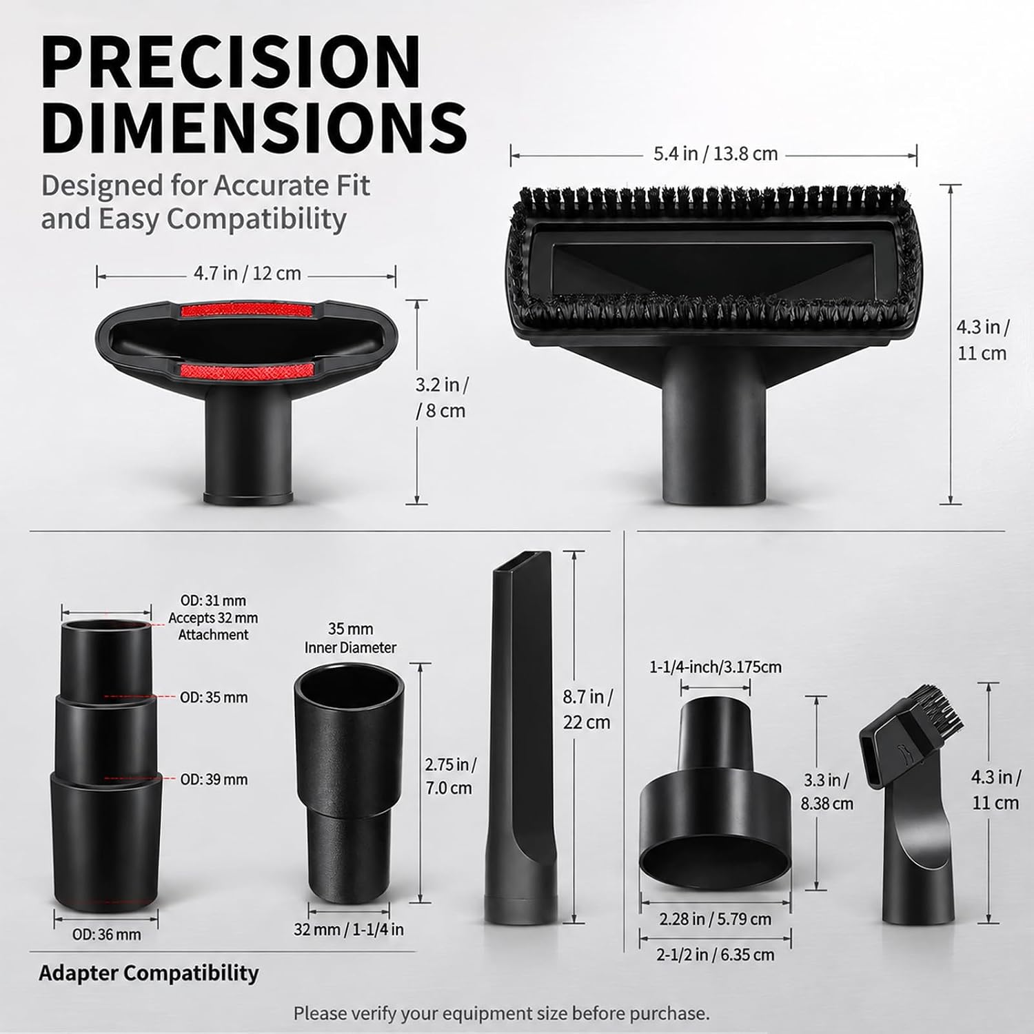 Vacuum Attachment Kit for SEBO X7 Premium, Universal Vacuum Cleaner Accessories 1-1/4" 1-3/8" for Home, Car, Furniture, Pet Hair & Tight Spaces,6Pcs image 3