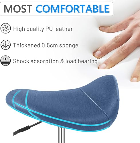 Miniatura 3 de Taburete de silla de montar con ruedas, capacidad de peso de 300 libras, taburete rodante resistente para sala de masaje médico, cocina, spa, dibujo