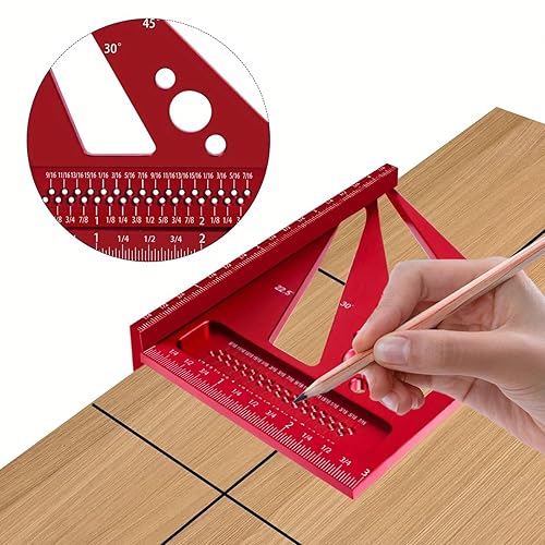 Miniatura 3 de Regla de medición de ángulo múltiple 3D, transportador cuadrado de 22.5 a 90 grados, regla de triángulo de inglete, herramienta de medición para