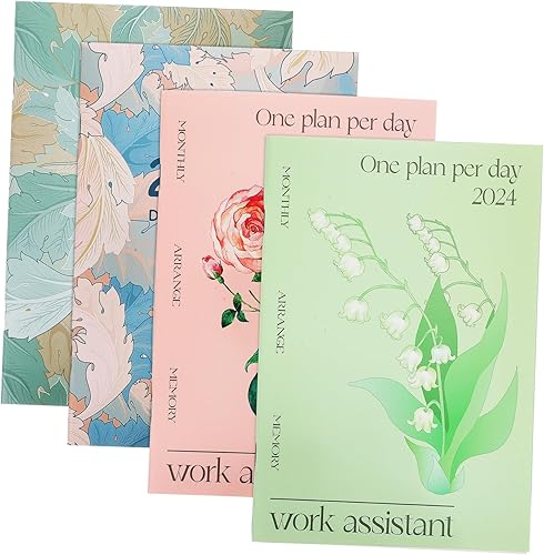 Parliky 4 Pcs 2024 Huang 2024 Monthly Planner Spiral Bound notebook young secretary book paper Work 2024 Weekly Planner Spiral Bound 2024 weekly