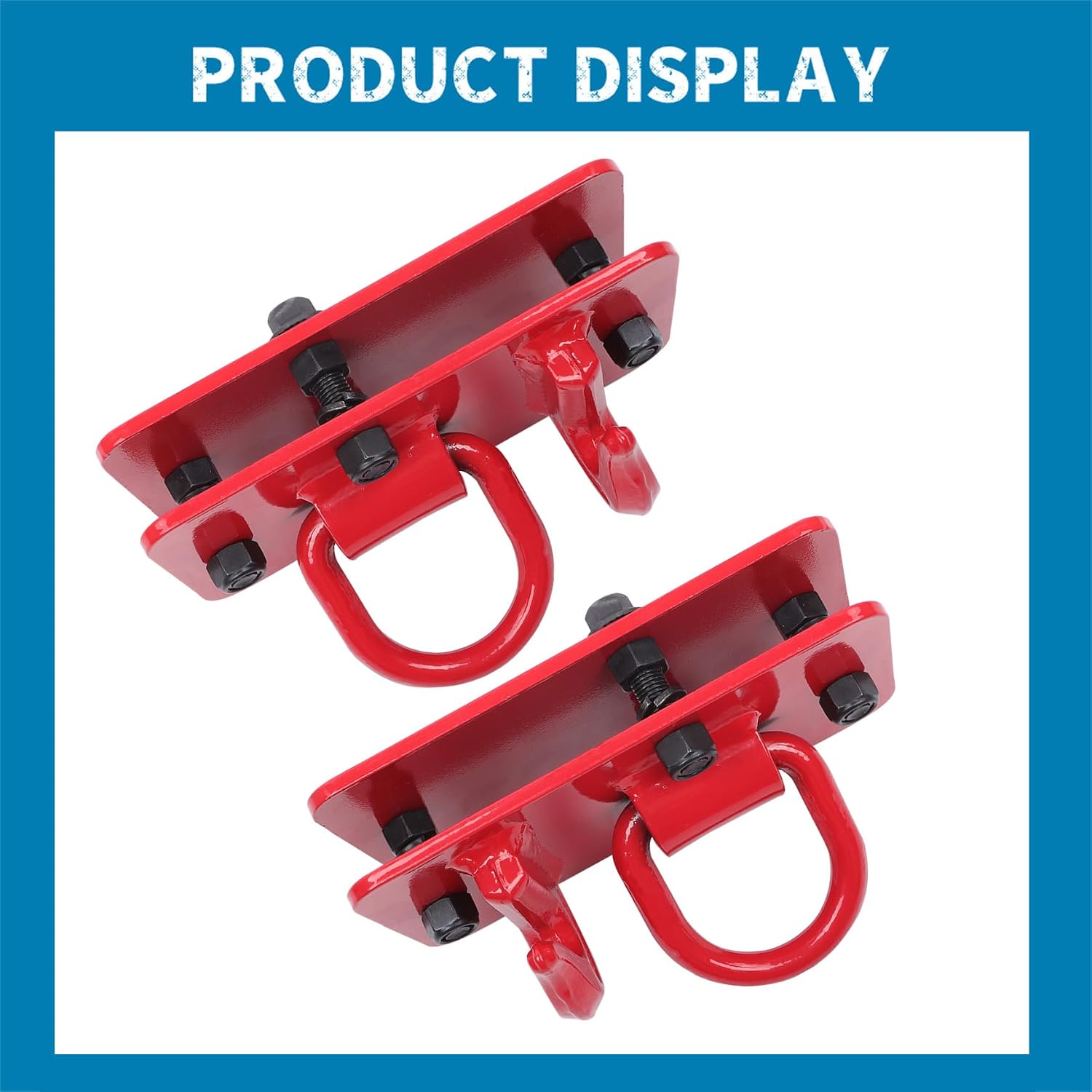 Silscvtt Red 2 Pack Tractor Bucket Hooks with Tie Down Ring Max Load 15000 lbs Replacement for Tractor Bucket RV Truck Grade 70 Grade Forged Steel