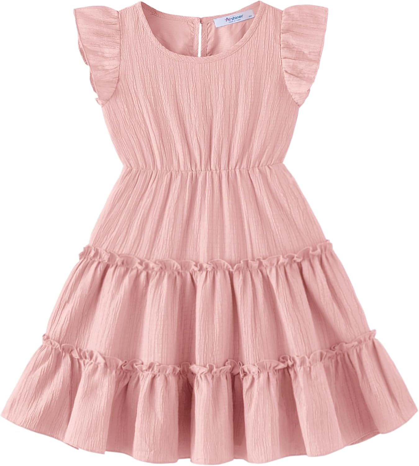 Arshiner Toddler Girls Dress Ruffle Sleeveless Tiered Swing Twirly Dresses Cute Summer Beach Sundress with Pocket for 1-6T