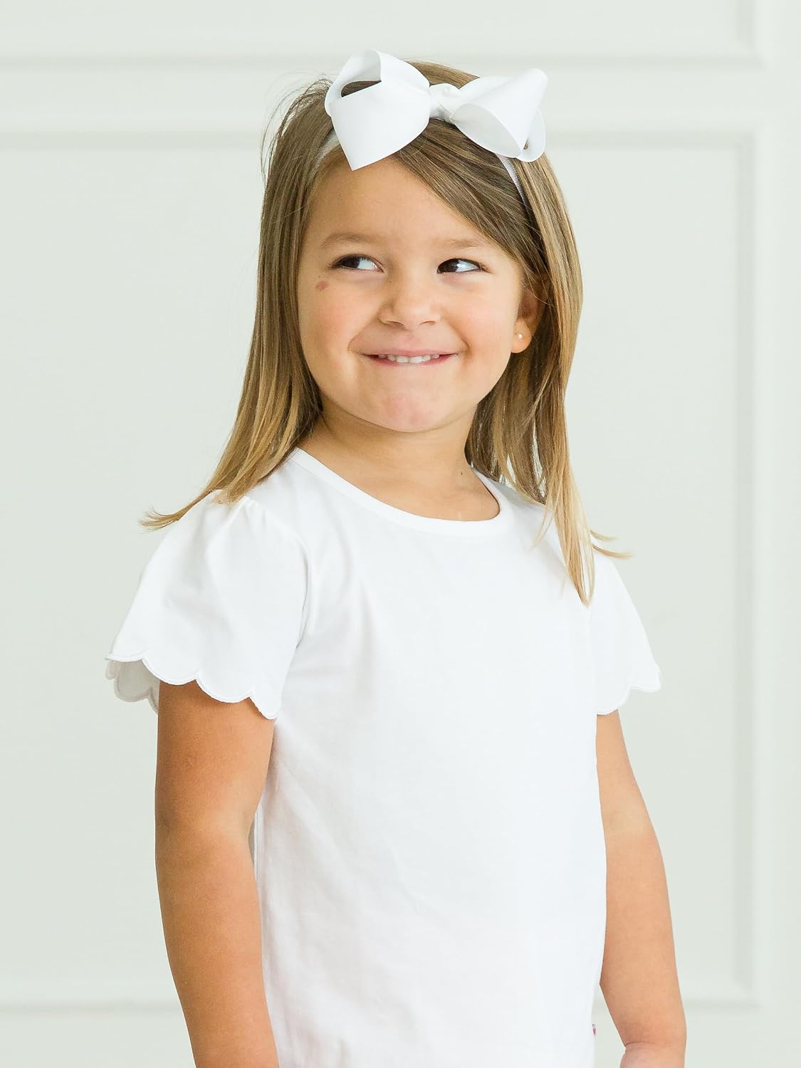 RuffleButts Baby/Toddler Girls Short Sleeve Scallop Tee Shirt