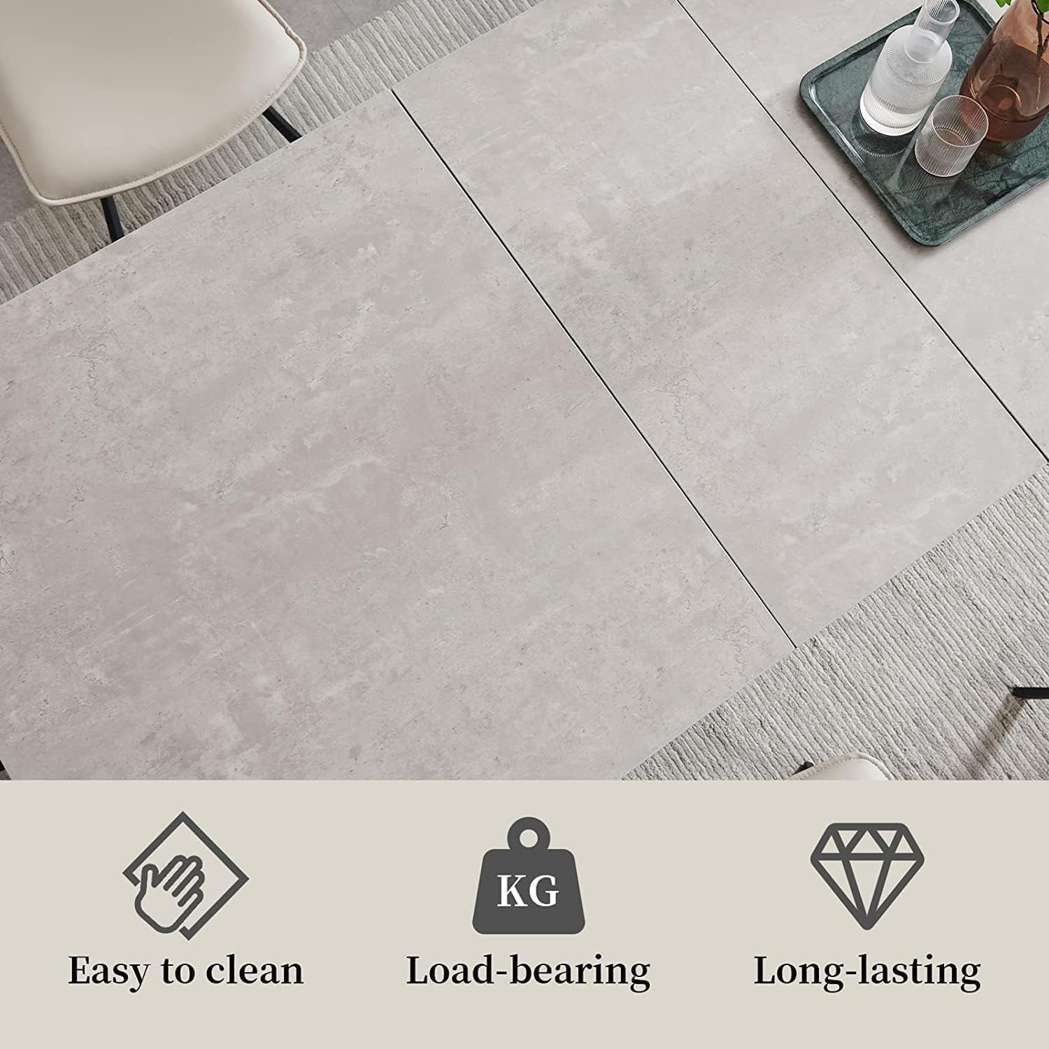 JIEXI Tavolo da pranzo allungabile 4-6 posti, tavolo da pranzo allungabile e sedie, materiale MDF moderno, adatto per soggiorno, cucina, lunghezza 130-170 cm