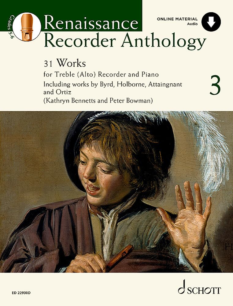 Renaissance Recorder Anthology 3 - 31 Works for Treble (Alto) Recorder and Piano - Sheet Music with Audio Download - Schott Anthology Series - Schott Music (ED 22930D)
