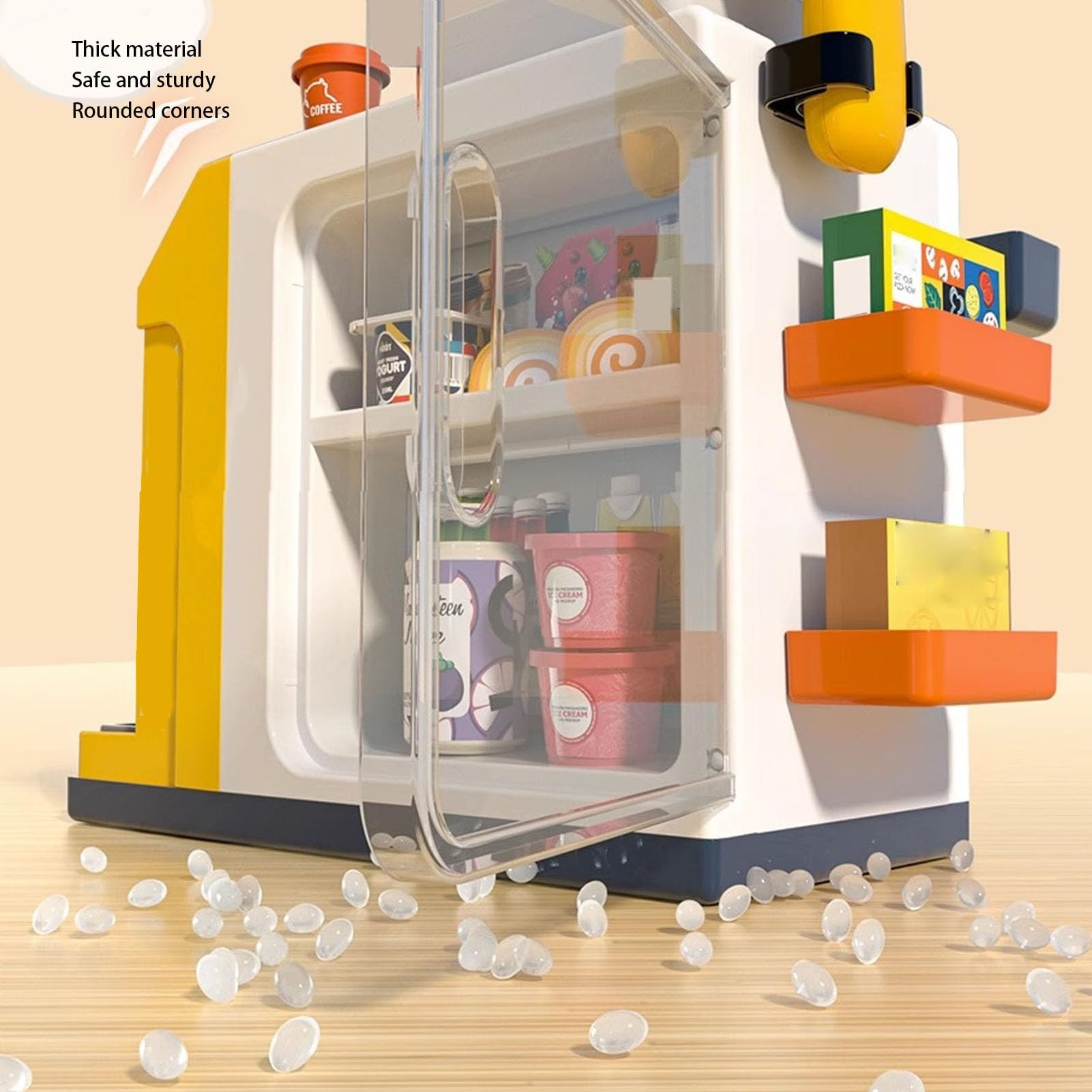 Set di Giocattoli Simulati per Supermercato per Giochi di Finzione con Registratore di Cassa, Caffettiera e Scanner di Codici a Barre per Bambini 37x20,5x41 Cm