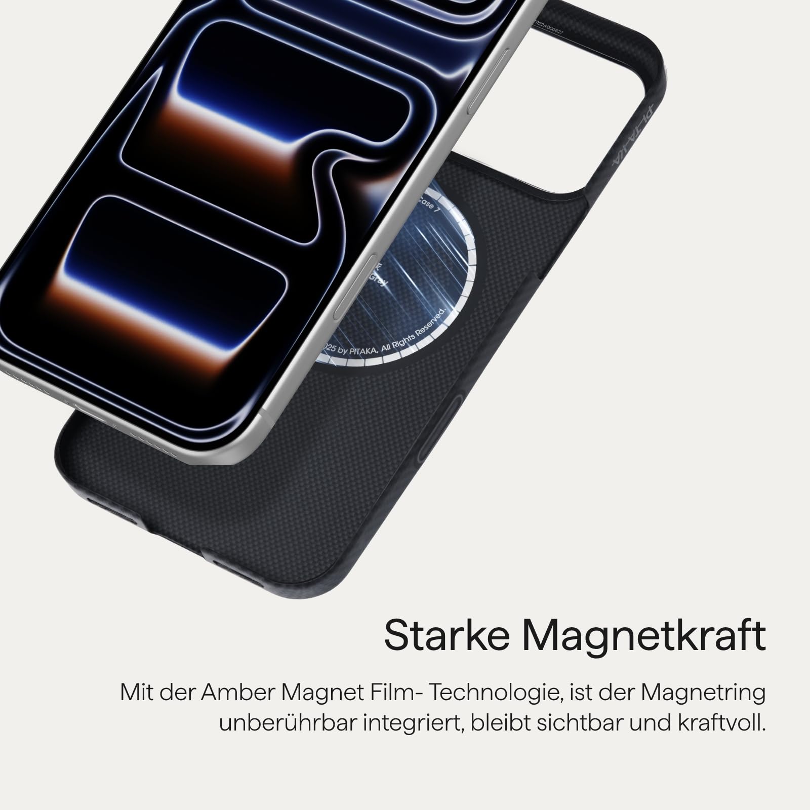 pitaka Ultradünne Hülle für iPhone 17 Pro aus Aramidfaser Schwarz/Grau | Aramidfaser Hülle 0,9mm dünn mit Kamerasteuerung Magsafe-kompatibel Slim Minimalistisch für Business & Alltag