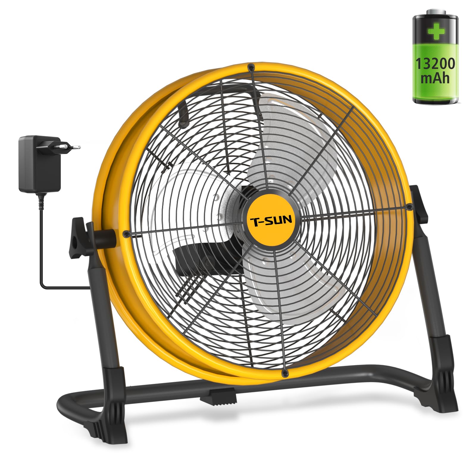 Ventilatore da Pavimento 30cm, 13200mAh Ricaricabile Ventilatore, Ventilatore Industriale Senza Fili, Silenzioso, Regolazione Continua Velocità, Inclinabile 360°, per Casa/Ufficio/Magazzino/Esterno
