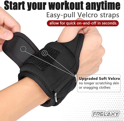 Miniatura 5 de Frelaxy Pesas de muñeca con trabillas para el pulgar para hombres y mujeres, 1 libra, 2, 2 libras, 2 libras, 3 libras, 2 pesas de tobillo, guantes