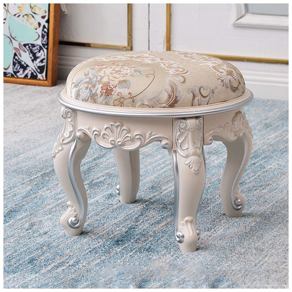 Tabouret de coiffeuse en bois massif de style vintage noble à 4 pieds