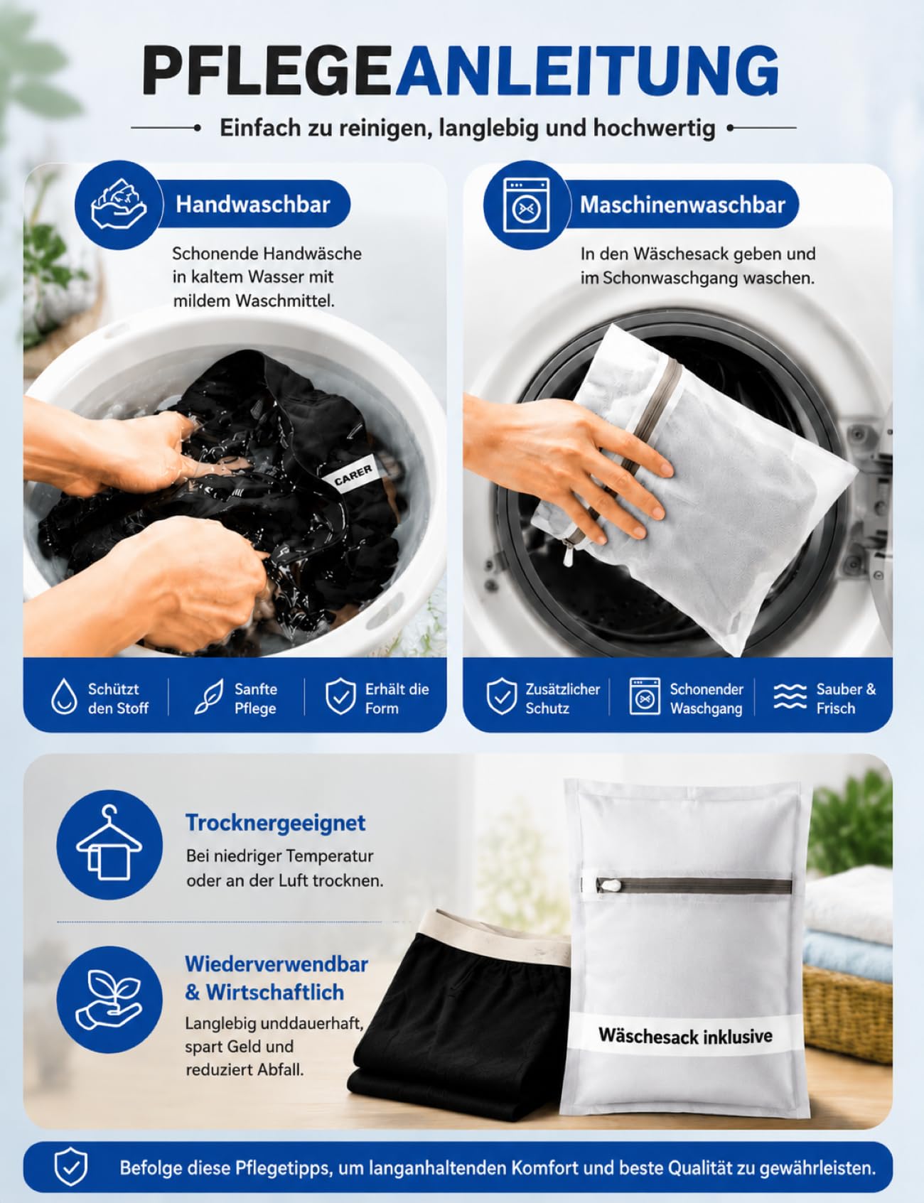 Carer 3er-Pack Inkontinenz Pants Männer Baumwolle 200 ml Waschbar