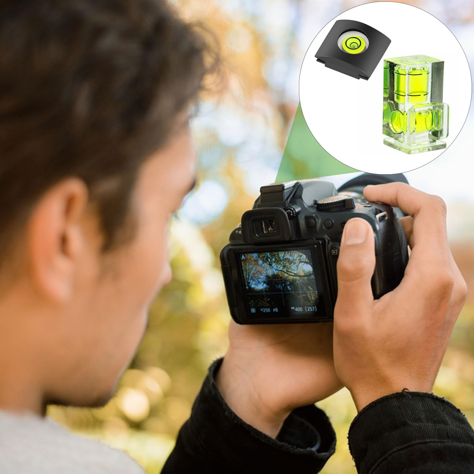 6 Pack Set di 2 e 1 asse, Livella a Bolla per Fotocamera,Livello di Spirito, Livello di Bolla della Macchina Fotografica, Fotocamera Copertura Hot Shoe, Livella a Bolla della Fotocamera