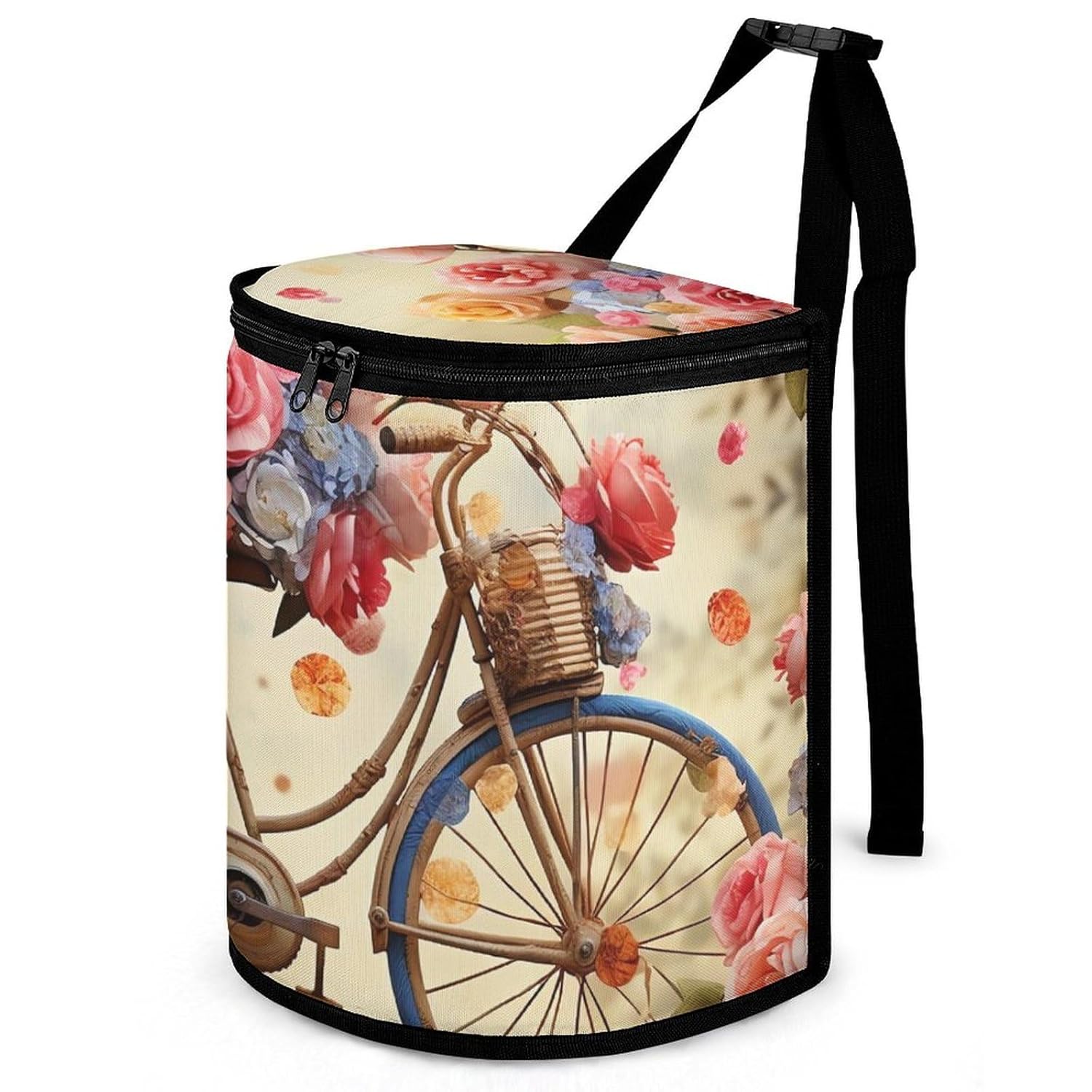 Hanging Car Trash Bag Flower Bicycle Printed Car Garbage Storage Bag Leakproof Car Trash Can Portable Garbage Storage Bags