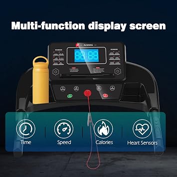 Home Foldable Treadmill Inclined Folding Treadmill for Home Workout Electric Walking Machine with 15 Preset or Adjustable Programs, 250 lb Capacity MP3 Black
