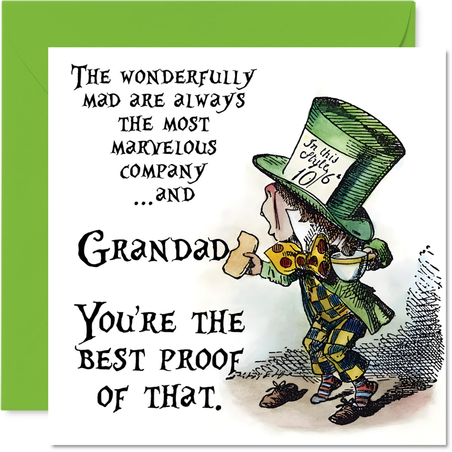 Grandad Birthday Card - Mad as a Hatter - Happy Birthday Card for Grandad from Grandson Granddaughter, 145mm vintage storybook Bday Greeting Cards