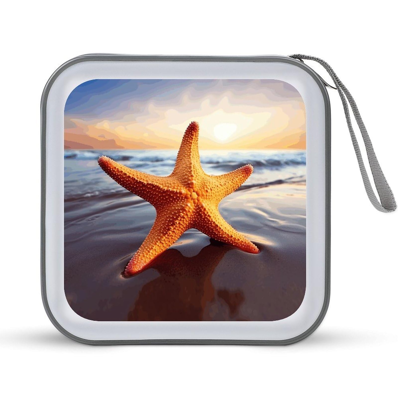 VstaDank Starfish DVD Case With Zipper Portable CD Case Hardshell DVD VCD Binder Storage Box EVA Protective Blu-ray Wallet 40 Capacity CD Wallet Movie Music Media Disc Wallets