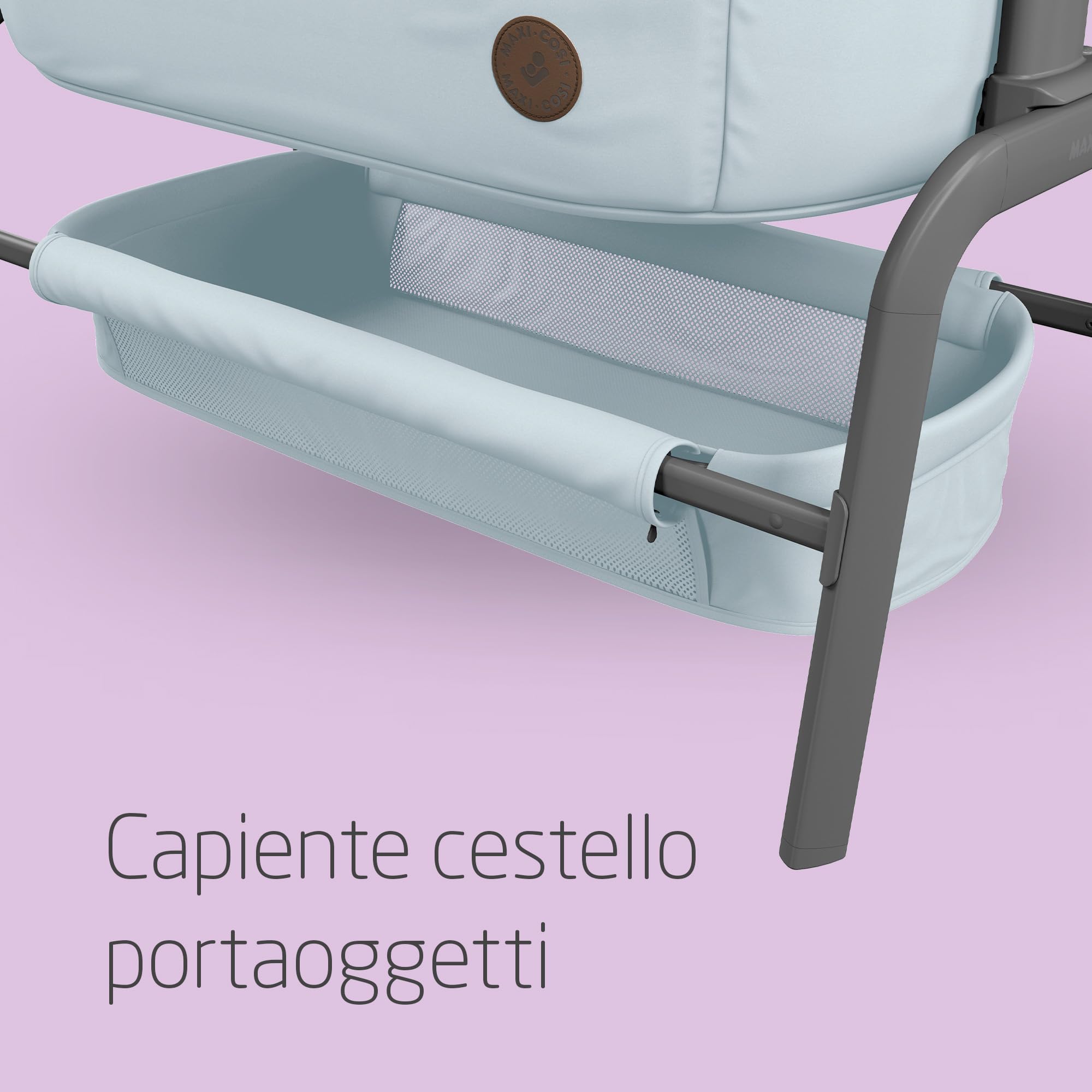 Maxi-Cosi Iora Culla Fianco Letto, Co Sleeping Culla Neonato con Materasso Imbottito Incluso, Reclinabile per Antirigurgito, Regolabile in Altezza, con Cestello Capiente, Essential Grey (grigio)