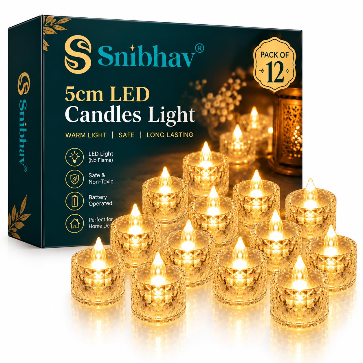 LED Tea Lights - Warm White Set of 12 -1