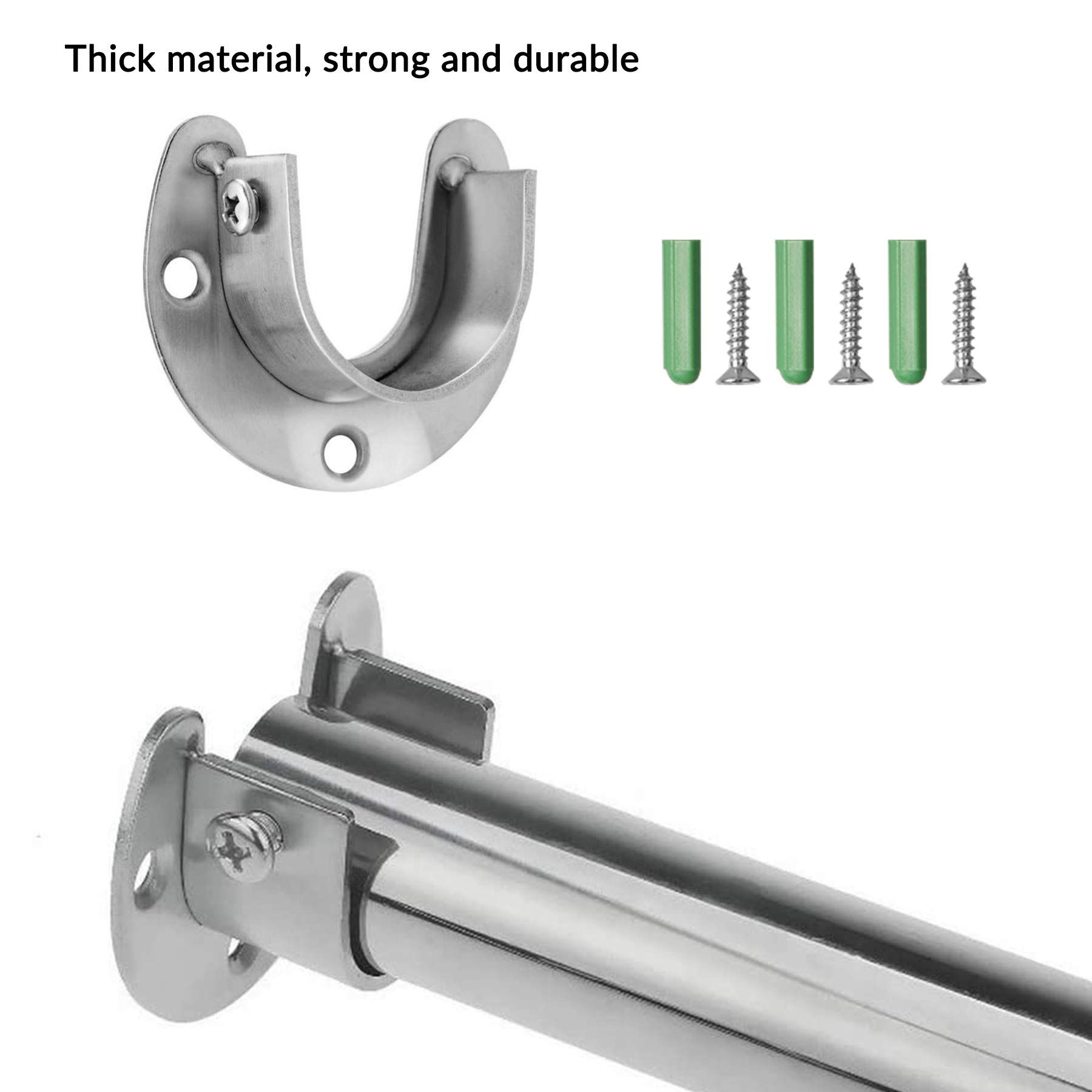 Rundrohr Halterung 6 Stück Stangenhalterung,Kleiderstangenhalter U-Form Gardinenstange Halter 25mm Edelstahl Kleiderschrank Stangenhalter für Garderobenstangen Duschvorhangstange