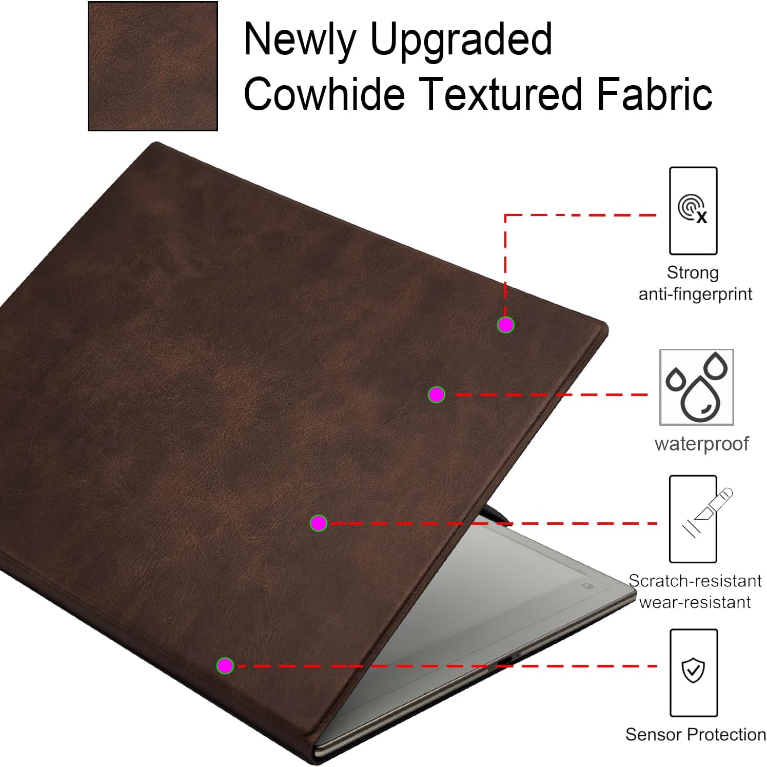 Magnetic Stand Folio Case for iFLYTEK AINOTE 2, 10.65" E-Ink Tablet (2025 Released) Ultra-Thin Lightweight Premium PU Leather Cover with Magnetic Pen Buckle & Auto Sleep/Wake (Cowhide Brown)