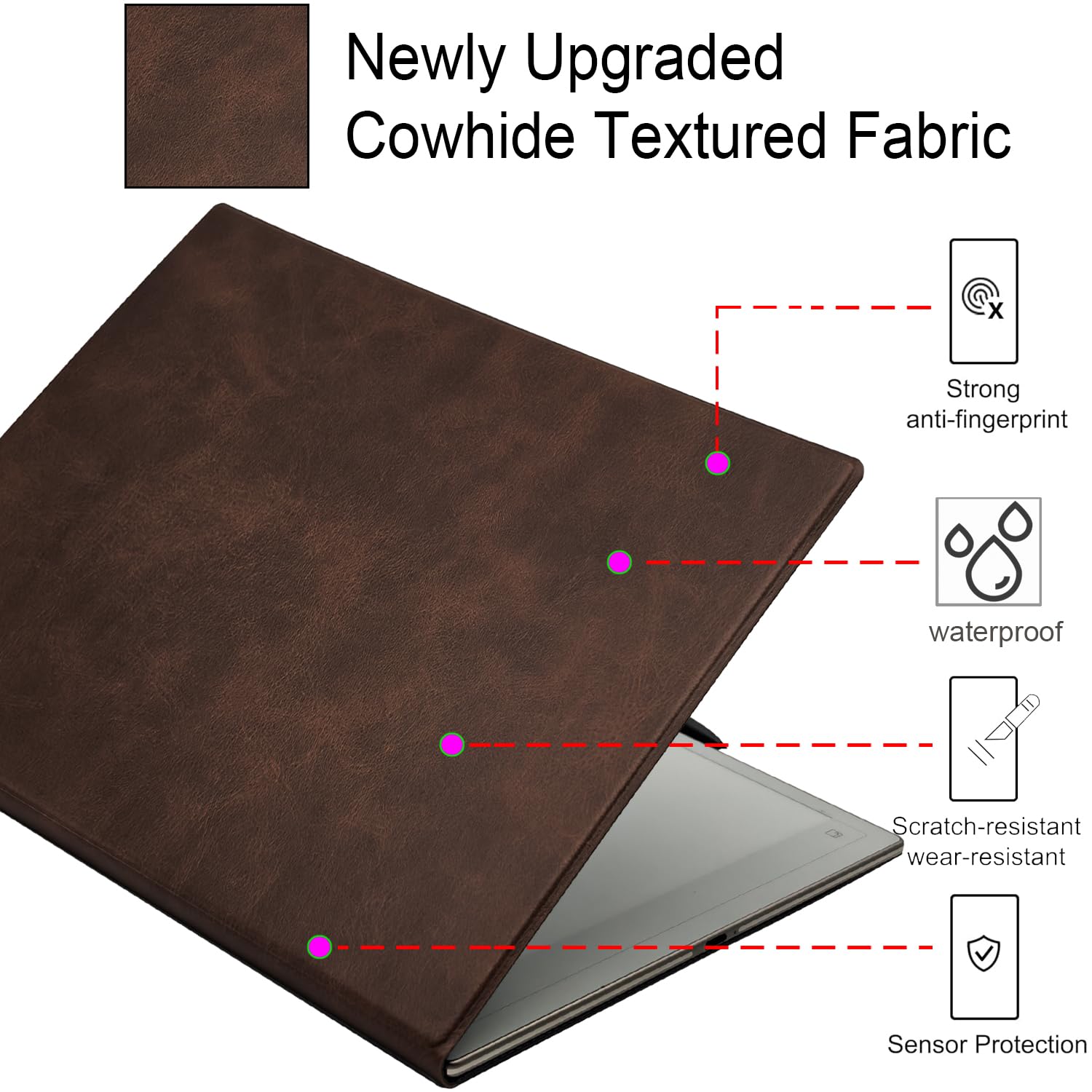 Custodia a libro con supporto magnetico per tablet iFLYTEK AINOTE 2, 10,7" E-Ink (2025), ultra sottile, leggera, in pelle PU, con fibbia magnetica e funzione sleep/wake automatica (marrone